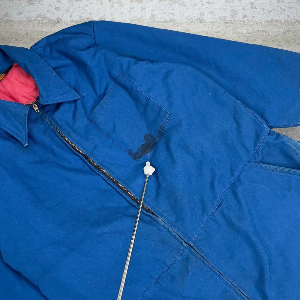 True Vintage Coveralls 70s Royal Blue Canvas Insulated Quilt Lined Zip Up - Picture 4 of 5